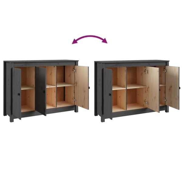 vidaXL Skjenk grå 100x35x74 cm heltre furu