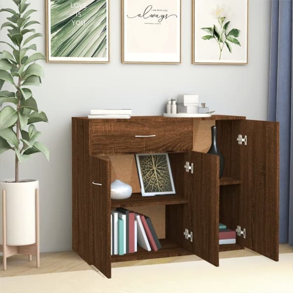 vidaXL Skjenk brun eik 88x30x70 cm konstruert tre