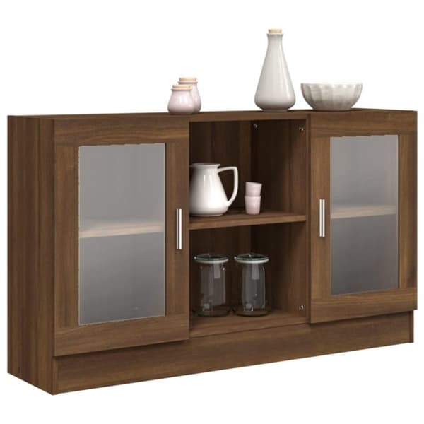 vidaXL Vitrineskap brun eik 120x30,5x70 cm konstruert tre