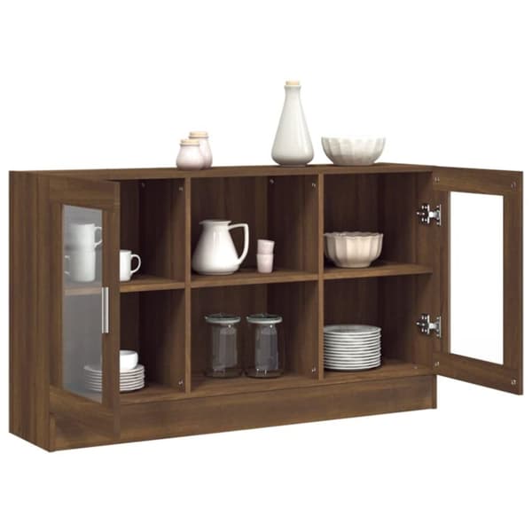vidaXL Vitrineskap brun eik 120x30,5x70 cm konstruert tre
