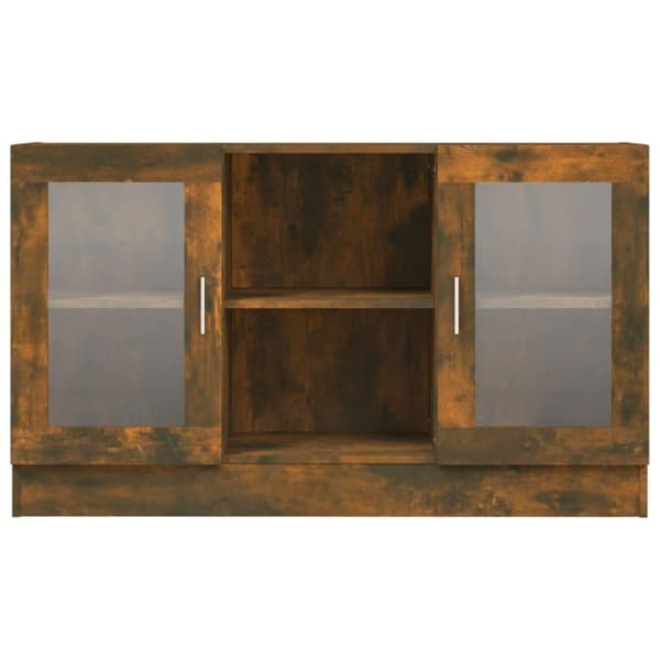 vidaXL Vitrineskap røkt eik 120x30,5x70 cm konstruert tre