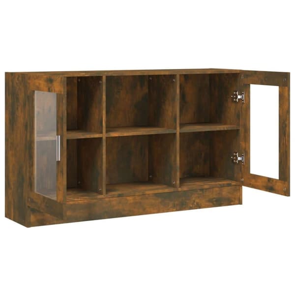vidaXL Vitrineskap røkt eik 120x30,5x70 cm konstruert tre