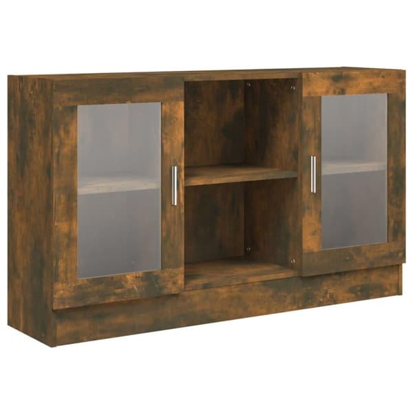 vidaXL Vitrineskap røkt eik 120x30,5x70 cm konstruert tre