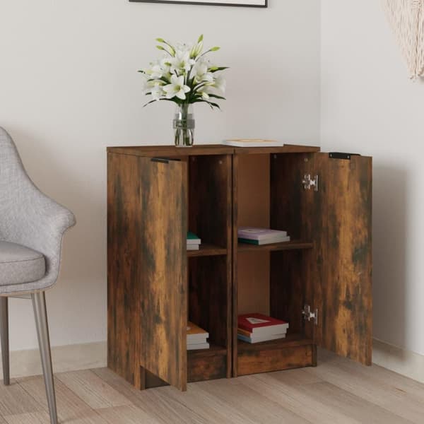vidaXL Skänkar 2 st rökfärgad ek 30x30x70 cm konstruerat trä