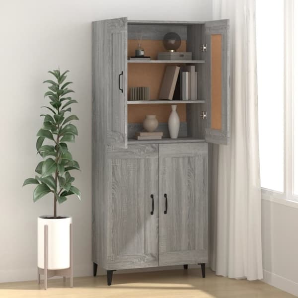 vidaXL Skjenk grå sonoma 69,5x34x90 cm konstruert tre