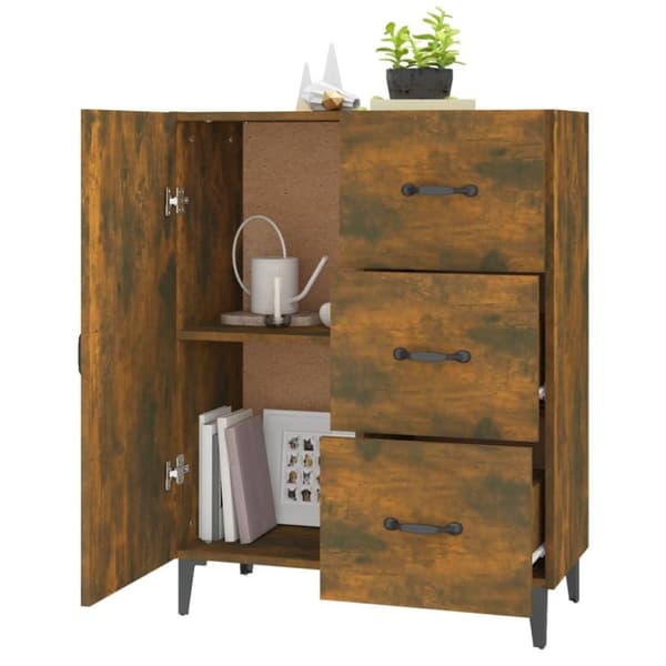 vidaXL Skänk rökfärgad ek 69,5x34x90 cm konstruerat trä
