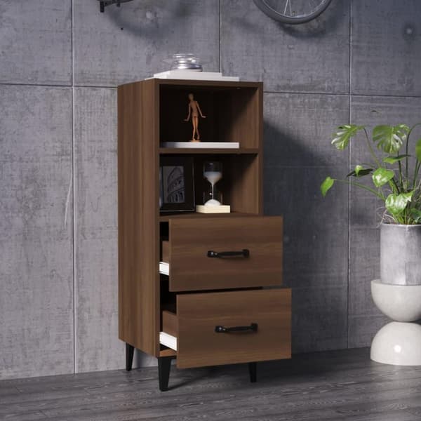 vidaXL Skjenk brun eik 34,5x34x90 cm konstruert tre