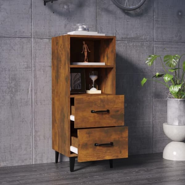 vidaXL Skjenk røkt eik 34,5x34x90 cm konstruert tre