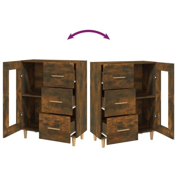 vidaXL Byrå rökfärgad ek 69,5x34x90 cm konstruerat trä