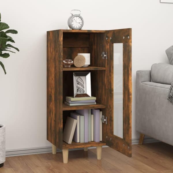 vidaXL Skjenk røkt eik 34,5x34x90 cm konstruert tre