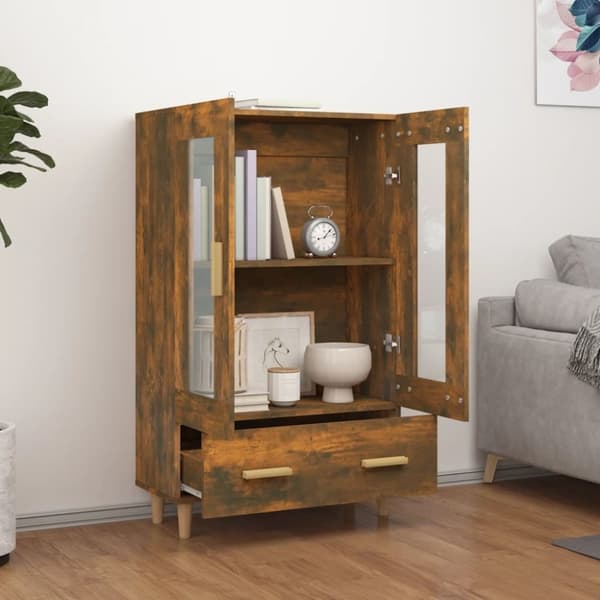 vidaXL Highboard røkt eik 70x31x115 cm konstruert tre