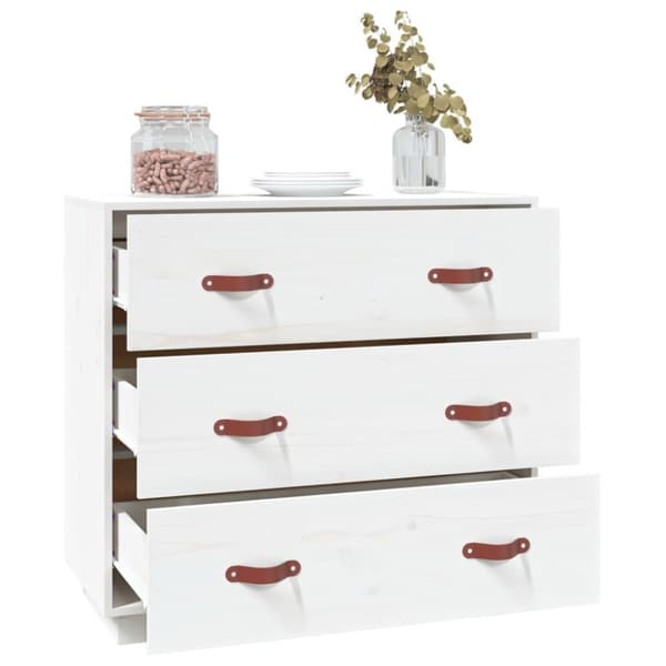 vidaXL Skjenk hvit 80x40x75 cm heltre furu
