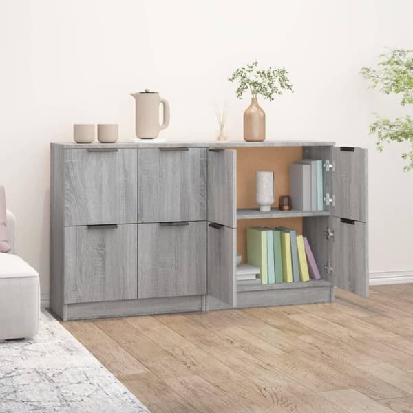 vidaXL Skjenker 2 stk grå sonoma 60x30x70 cm konstruert tre