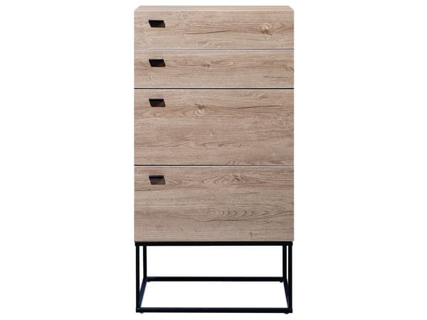 Kommode Lyst Tre med 4 skuffer Svart Metallbunn Rustikk Stil Interiør Moderne