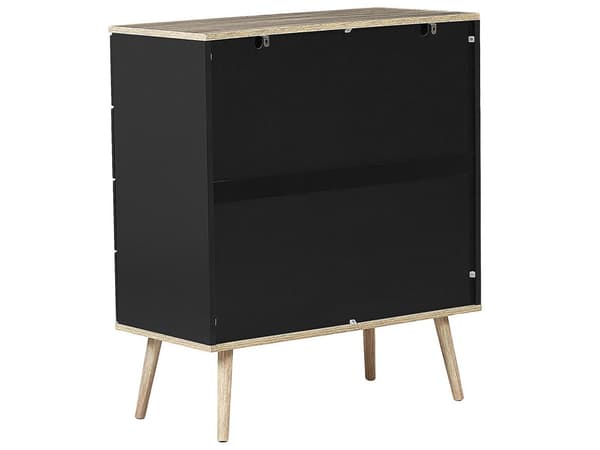 Kommode Svart Skjenk med 4 Skuffer 93 x 79 cm Stue Soverom Gang Oppbevaringsskap Skandinavisk Stil