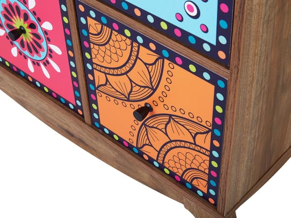 Flerfarget Skjenk Marokkansk Stil med 9 Skuffer Vintage Boho