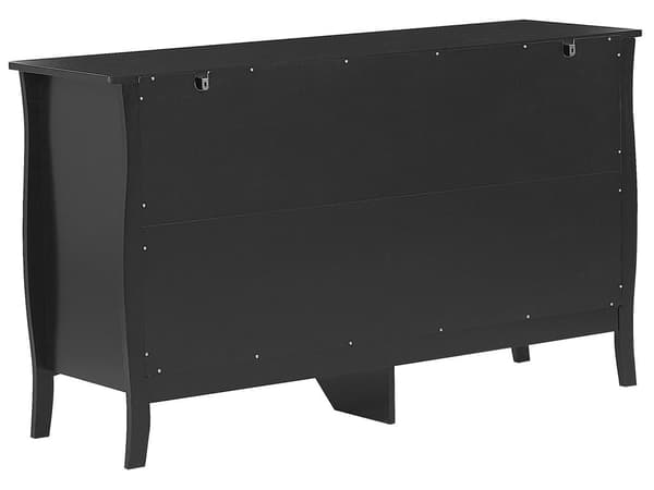 Kommode Svart Skjenk med 6 Skuffer 75 x 130 cm Stue Soverom Gang Oppbevaring Moderne fransk stil