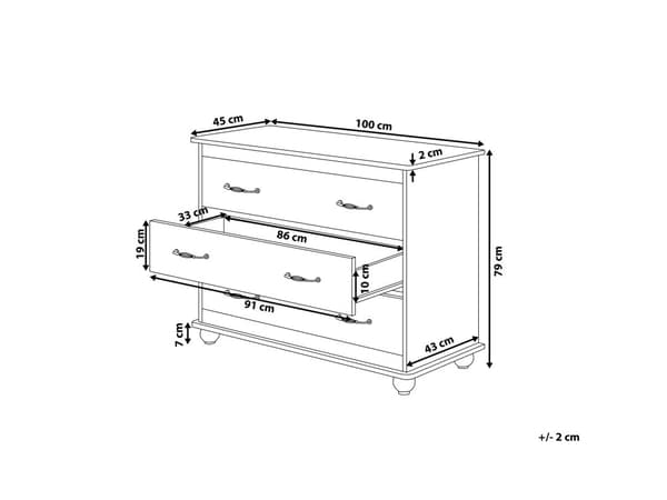 Kommode Hvit 3 Skuffer Skjenk Oppbevaringsenhet Shabby Chic Fransk Design