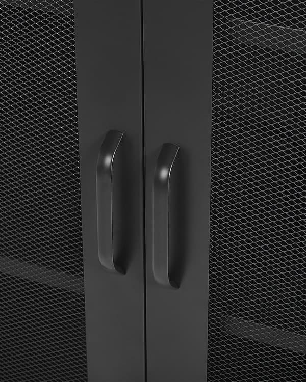 Kommode 2 dører svart metall hyller hjemmekontor industriell