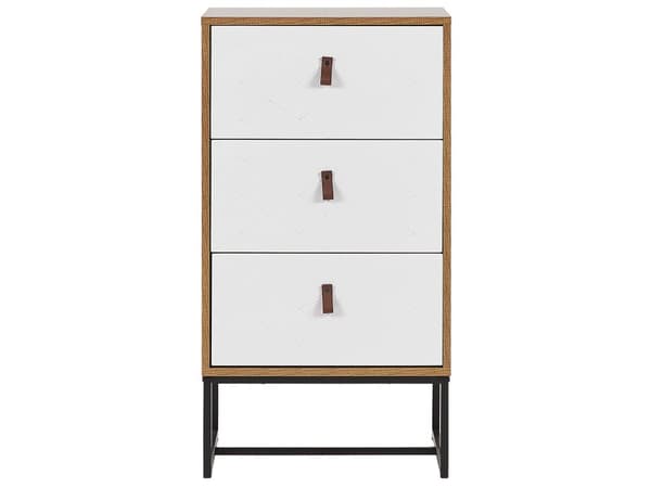 Kommode Lyst treverk med hvite metallben Oppbevaringsskap Kommode 91 x 49 cm Moderne Tradisjonell Stue Møbler