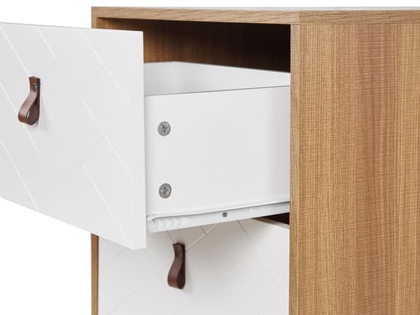 Kommode Lyst treverk med hvite metallben Oppbevaringsskap Kommode 91 x 49 cm Moderne Tradisjonell Stue Møbler