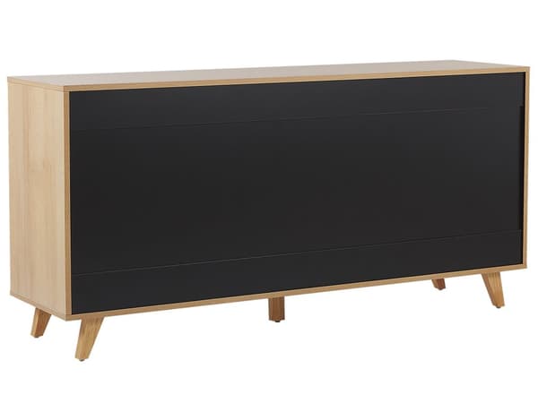 Skjenk Lyst Tre Hvit Konstruert Treverk Ben Heltre 3 Skuffer 2 Åpne Hyller 2 Skap Minimalistisk Design Kommode Oppbevaring