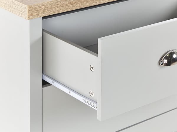 Kommode Grå Lys Tre Sponplate 4 skuffer Skjenk Skandinavisk Tradisjonell Stil