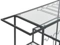 Miniatyrbilde 6 av 7: Kjøkkenvogn Svart jern herdet glass 86 x 40 cm Industrielle hjul med bremser Flaskestativ Hyller Spisestue