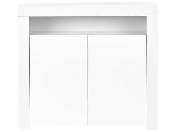 Sidobord med 2 Dörrar Vit MDF Spånskiva 4 Hyllor med LED-ljus Matt Förvaring Byrå