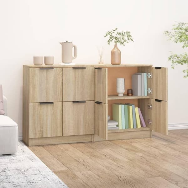 vidaXL skænke 2 stk. 60x30x70 cm konstrueret træ sonoma-eg