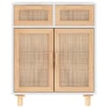Miniatyrbillede 4 af 9: vidaXL skænk 60x30x75 cm massivt fyrretræ og naturlig rattan hvid