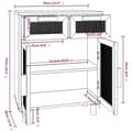 Miniatyrbillede 8 af 9: vidaXL skænk 60x30x75 cm massivt fyrretræ og naturlig rattan hvid