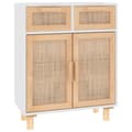 Miniatyrbillede 1 af 9: vidaXL skænk 60x30x75 cm massivt fyrretræ og naturlig rattan hvid