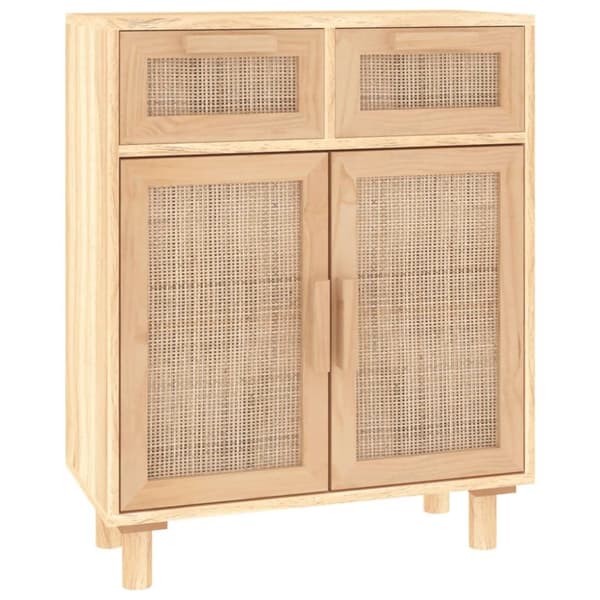 vidaXL Senkki ruskea 60x30x75 cm täysi mänty ja luonnonrottinki