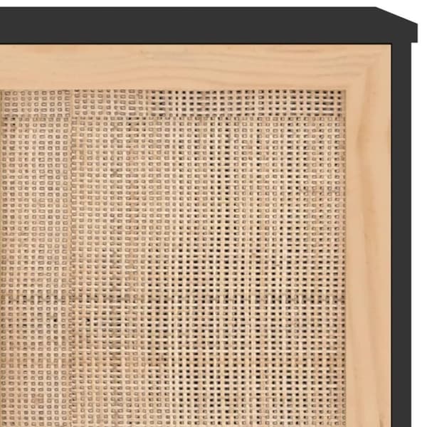 vidaXL Senkki musta 105x30x60 cm täysi mänty ja luonnonrottinki