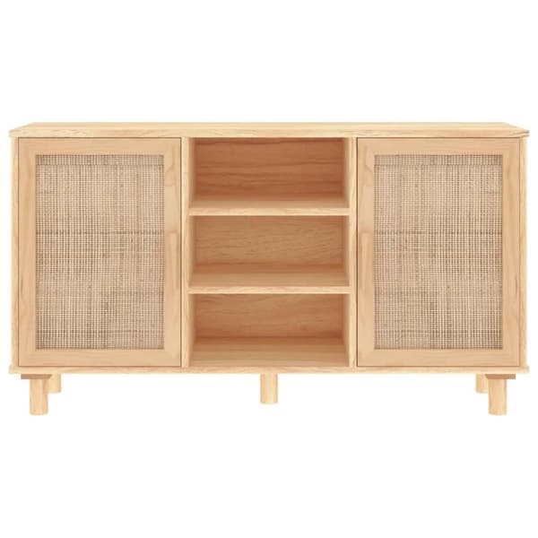 vidaXL Senkki ruskea 105x30x60 cm täysi mänty ja luonnonrottinki