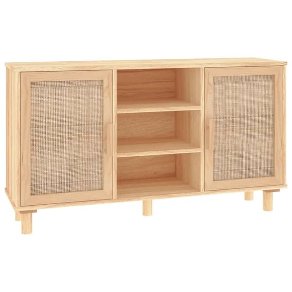 vidaXL Senkki ruskea 105x30x60 cm täysi mänty ja luonnonrottinki