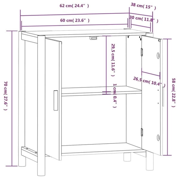 vidaXL skænk 62x38x70 cm konstrueret træ hvid