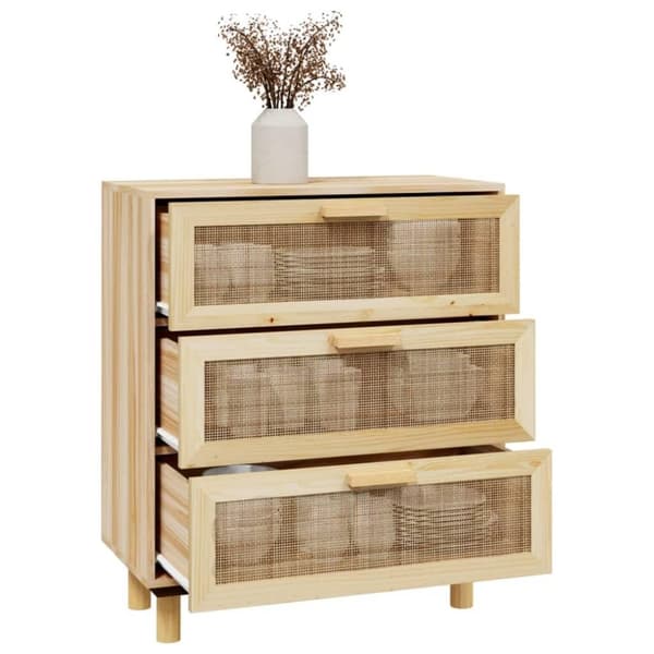 vidaXL Skjenk brun 60x30x70 cm heltre furu og naturrotting