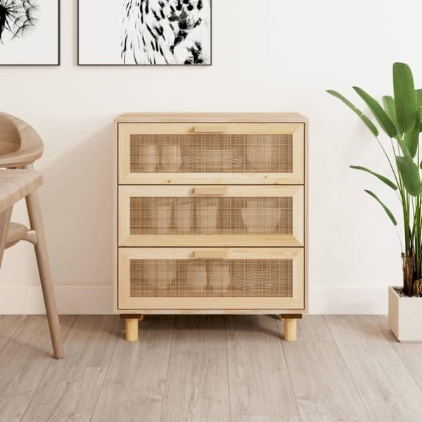 vidaXL Skjenk brun 60x30x70 cm heltre furu og naturrotting