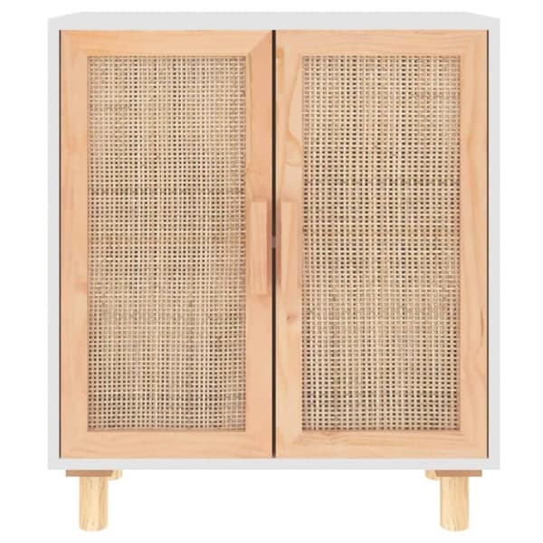 vidaXL Skjenk hvit 60x30x70 cm heltre furu og naturrotting