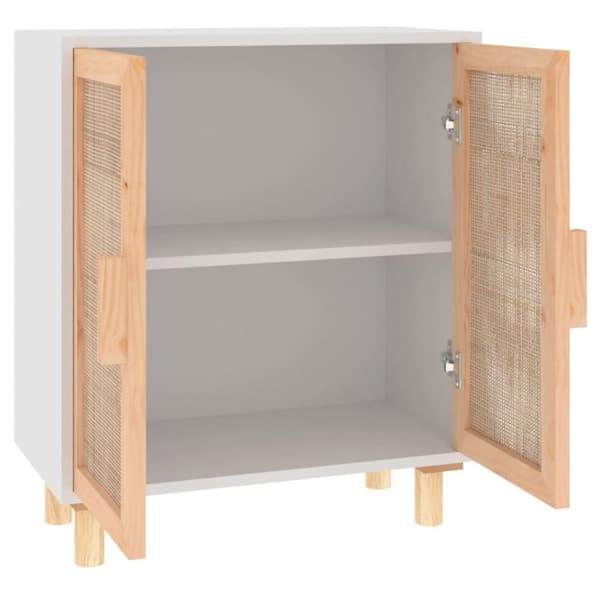 vidaXL Skjenk hvit 60x30x70 cm heltre furu og naturrotting