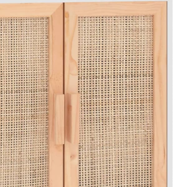 vidaXL Skjenk hvit 60x30x70 cm heltre furu og naturrotting