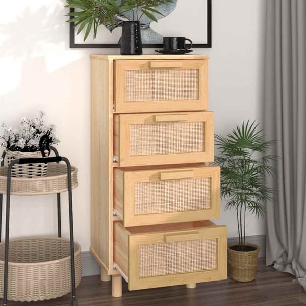 vidaXL Skjenk brun 40x30x90 cm heltre furu og naturrotting