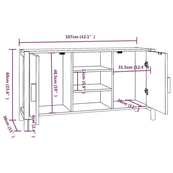 vidaXL Senkki 107x38x60 cm tekninen puu