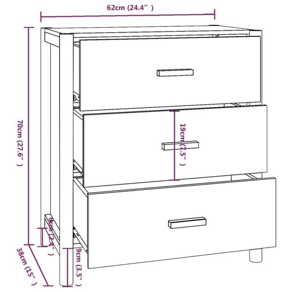 vidaXL skænk 62x38x70 cm konstrueret træ sort