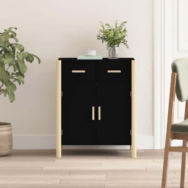 vidaXL skænk 62x38x75 cm konstrueret træ sort