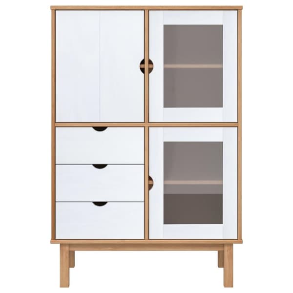 vidaXL højskab OTTA 85x43x125 cm massivt fyrretræ brun og hvid