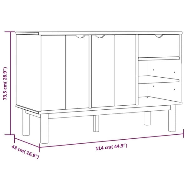 vidaXL Skjenk OTTA 114x43x73,5 cm heltre furu
