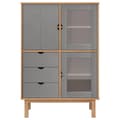 Miniatyrbilde 3 av 7: vidaXL Highboard OTTA brun og grå 85x43x125 cm heltre furu